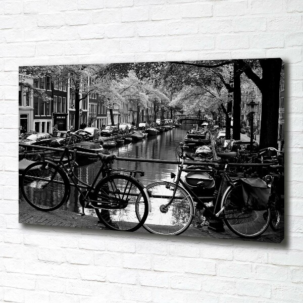 Quadro stampa su tela Biciclette di Amsterdam