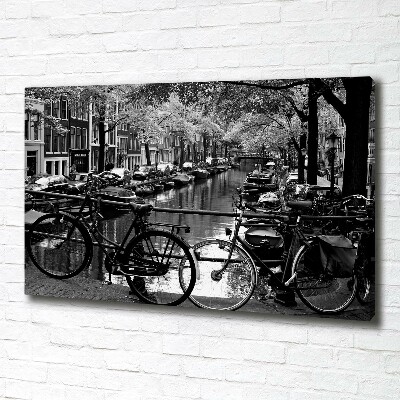 Quadro stampa su tela Biciclette di Amsterdam