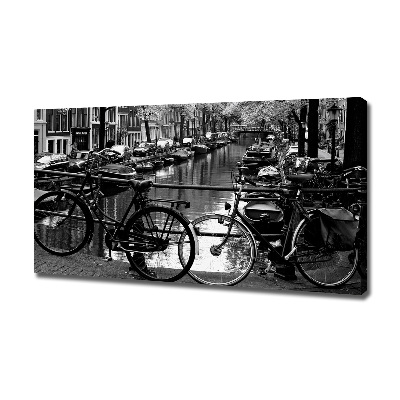 Quadro stampa su tela Biciclette di Amsterdam