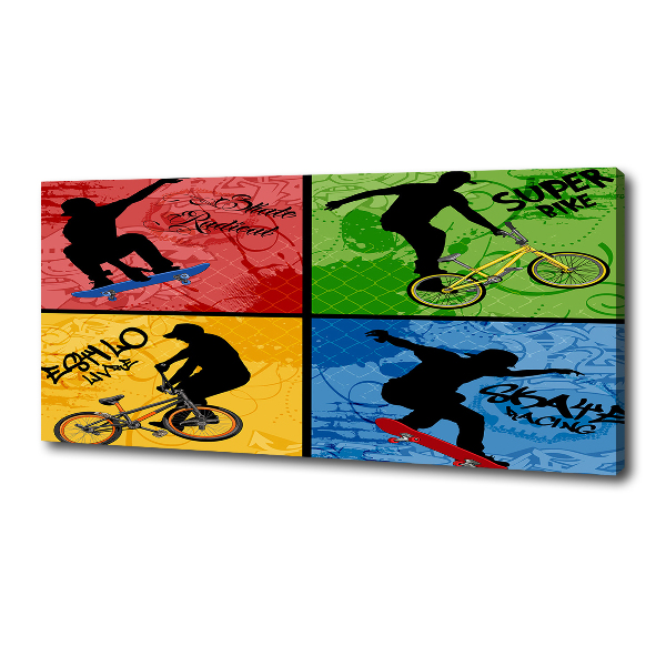 Foto quadro su tela Bicicletta e skateboard