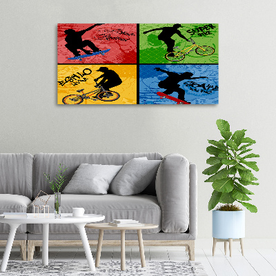 Foto quadro su tela Bicicletta e skateboard