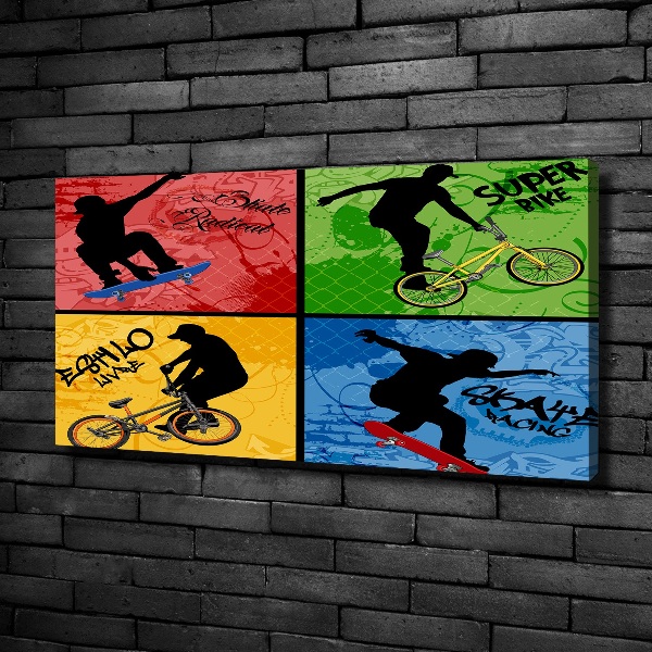 Foto quadro su tela Bicicletta e skateboard
