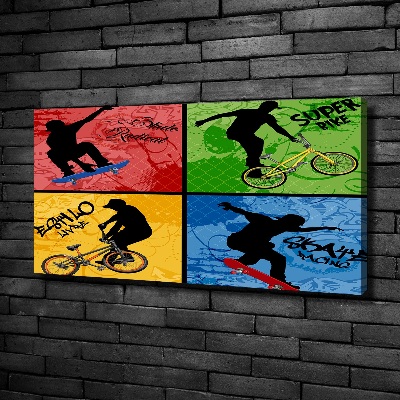 Foto quadro su tela Bicicletta e skateboard