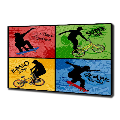 Foto quadro su tela Bicicletta e skateboard