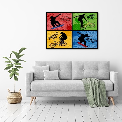 Foto quadro su tela Bicicletta e skateboard