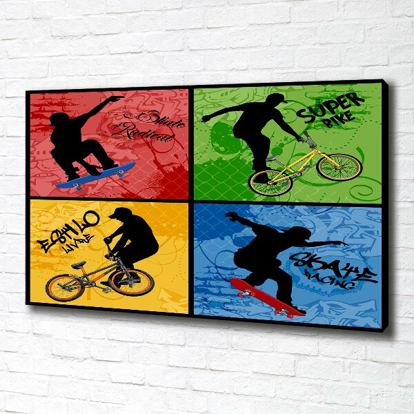 Foto quadro su tela Bicicletta e skateboard