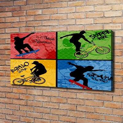 Foto quadro su tela Bicicletta e skateboard