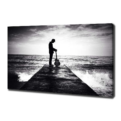 Foto quadro su tela Chitarrista sul molo