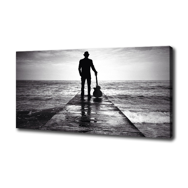 Quadro stampa su tela Chitarrista sul molo