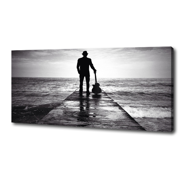 Quadro stampa su tela Chitarrista sul molo