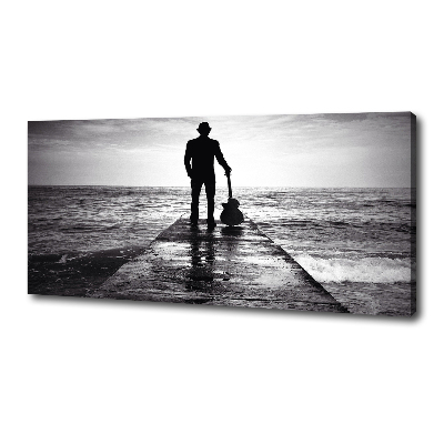 Quadro stampa su tela Chitarrista sul molo