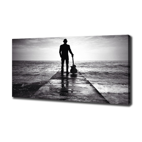 Quadro stampa su tela Chitarrista sul molo