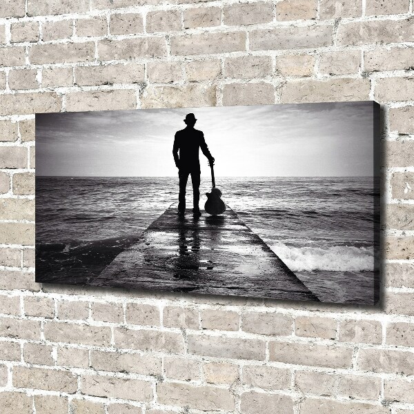 Quadro stampa su tela Chitarrista sul molo