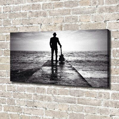 Quadro stampa su tela Chitarrista sul molo