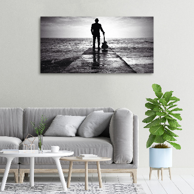 Quadro stampa su tela Chitarrista sul molo