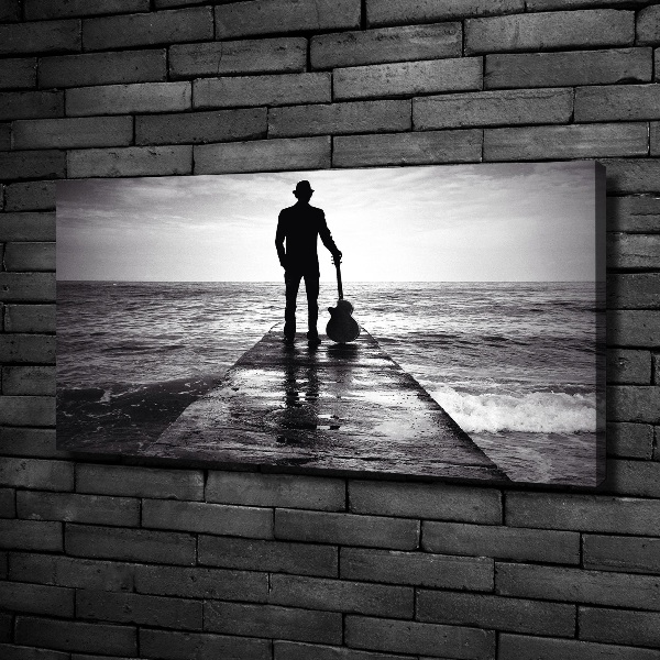 Quadro stampa su tela Chitarrista sul molo