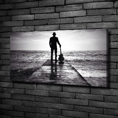 Quadro stampa su tela Chitarrista sul molo