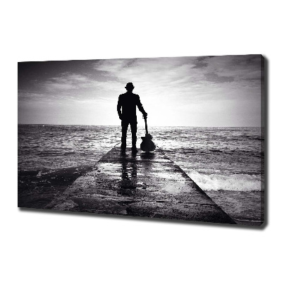 Quadro stampa su tela Chitarrista sul molo