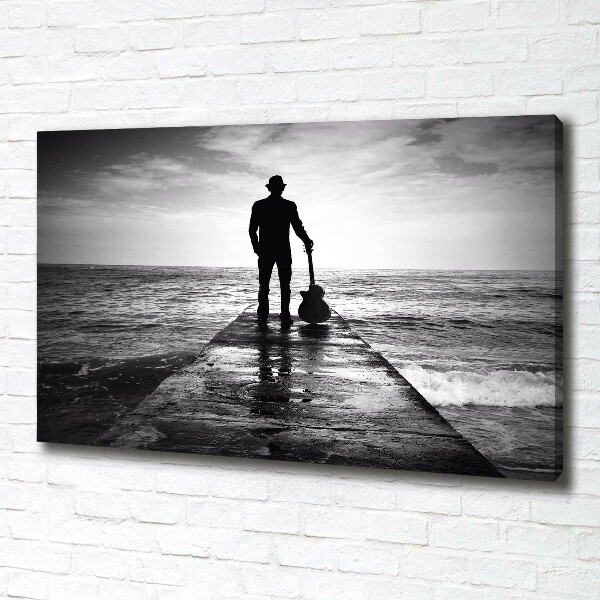 Quadro stampa su tela Chitarrista sul molo