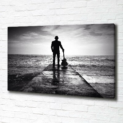 Quadro stampa su tela Chitarrista sul molo