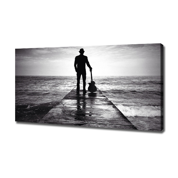 Quadro stampa su tela Chitarrista sul molo