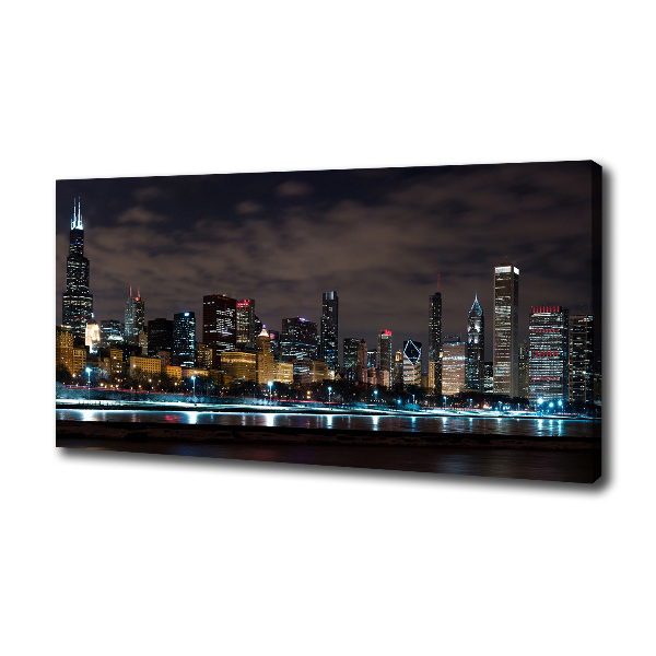 Quadro stampa su tela Chicago di notte
