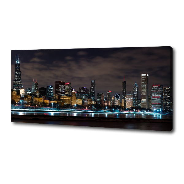 Quadro stampa su tela Chicago di notte