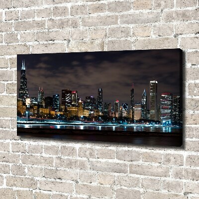 Quadro stampa su tela Chicago di notte