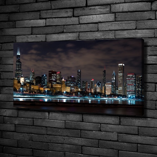 Quadro stampa su tela Chicago di notte