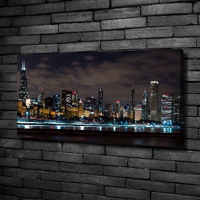 Quadro stampa su tela Chicago di notte
