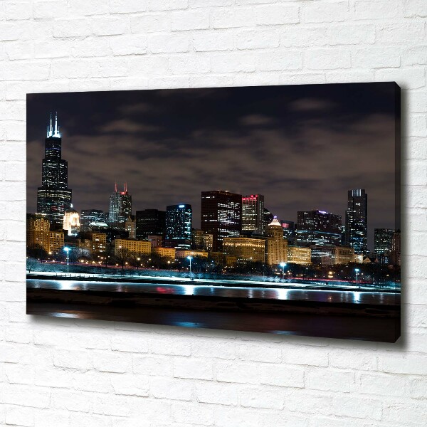 Quadro stampa su tela Chicago di notte