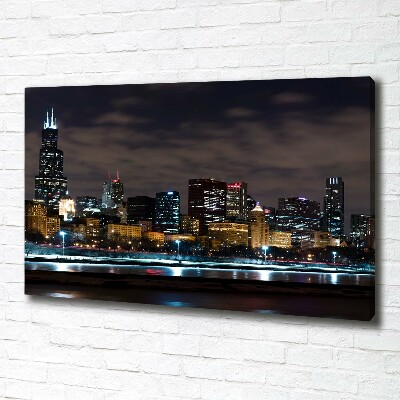 Quadro stampa su tela Chicago di notte