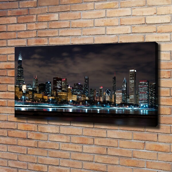 Quadro stampa su tela Chicago di notte