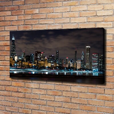 Quadro stampa su tela Chicago di notte