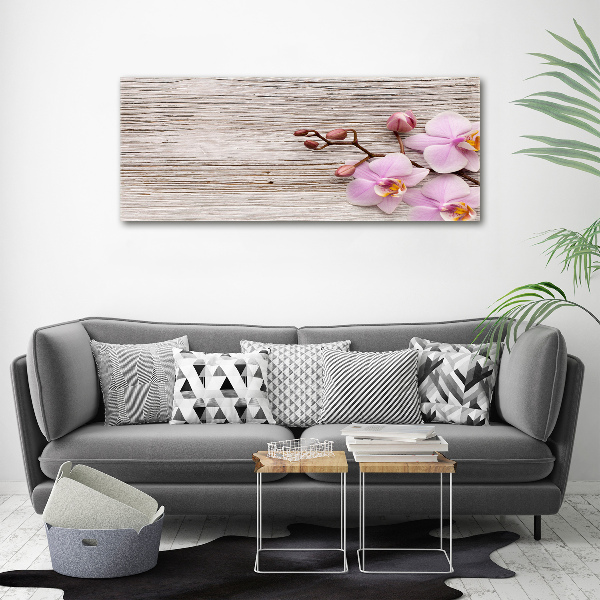Quadro su tela Orchidea su legno
