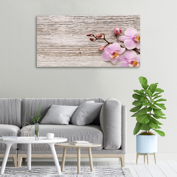 Quadro su tela Orchidea su legno