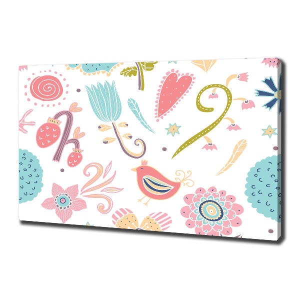 Foto quadro su tela Fiori e uccelli