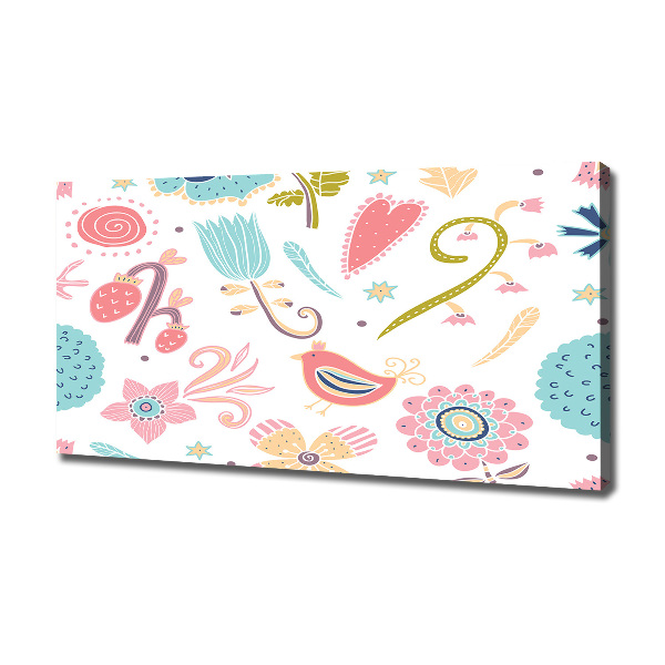 Foto quadro su tela Fiori e uccelli