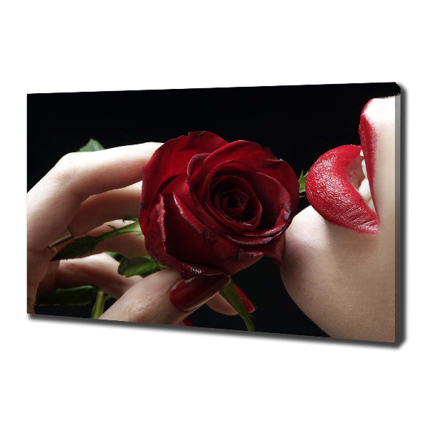 Foto quadro su tela Donna con una rosa