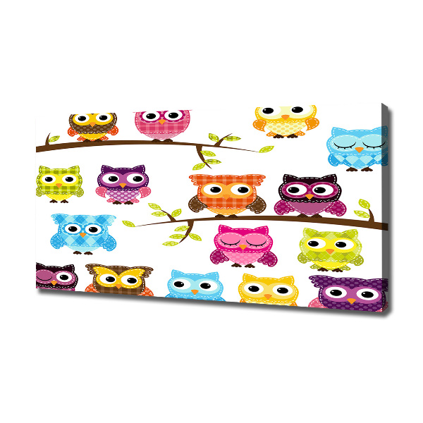 Quadro su tela Gufi colorati