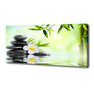 Foto quadro su tela Plumeria e bambù