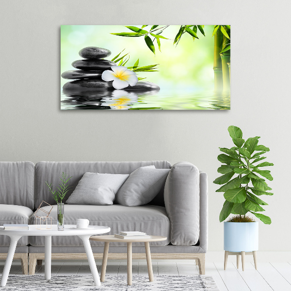 Foto quadro su tela Plumeria e bambù