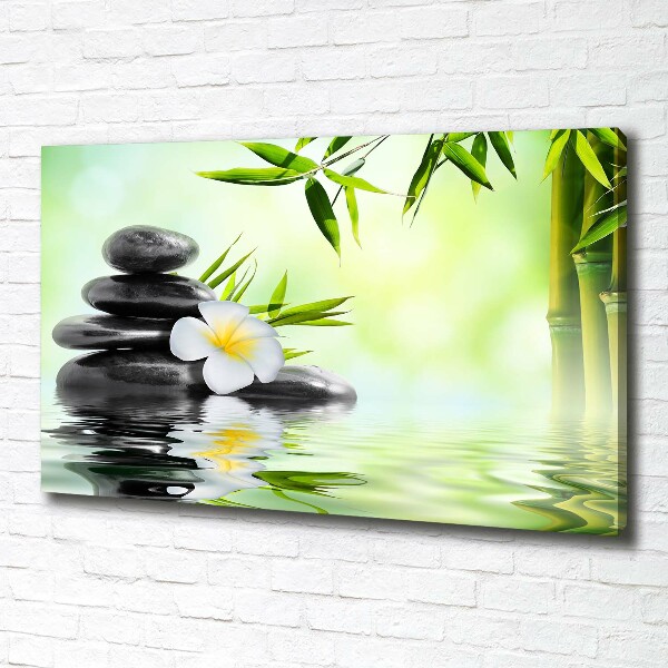 Foto quadro su tela Plumeria e bambù