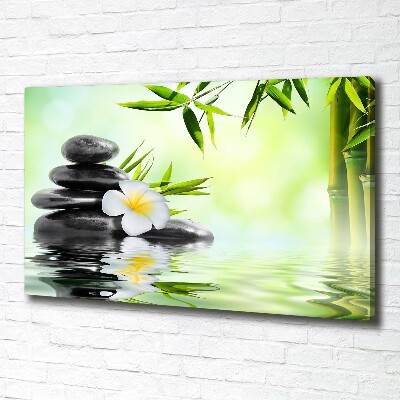 Foto quadro su tela Plumeria e bambù