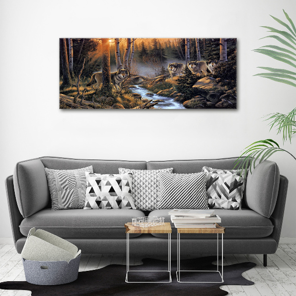 Quadro su tela Un branco di lupi