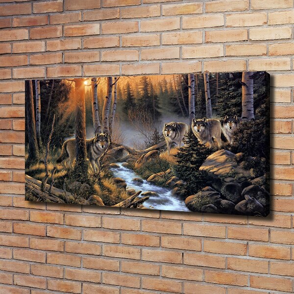 Quadro su tela Un branco di lupi