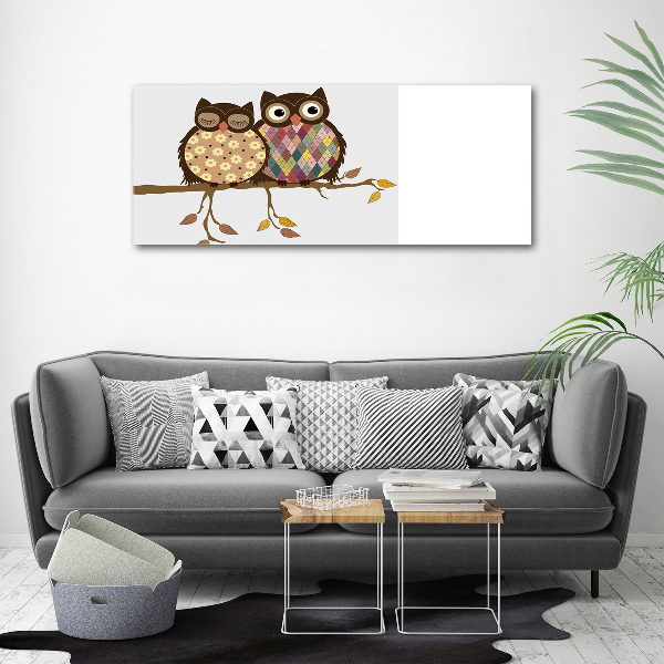 Foto quadro su tela Due gufi su un ramo