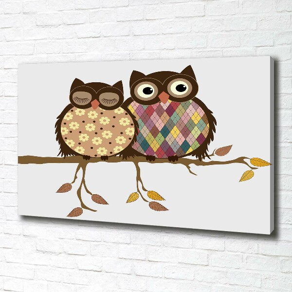 Foto quadro su tela Due gufi su un ramo