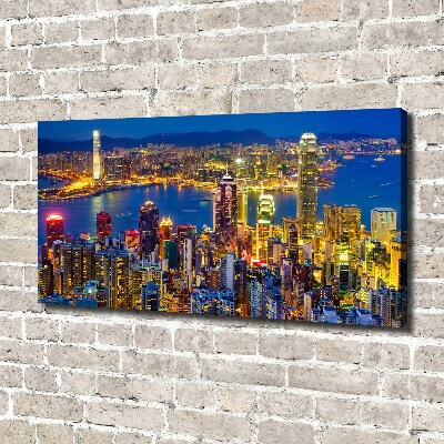 Quadro stampa su tela Hong Kong di notte