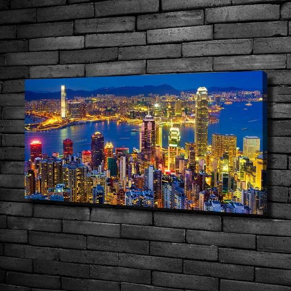 Quadro stampa su tela Hong Kong di notte